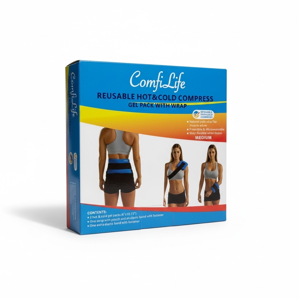 Blue Reusable Hot & Cold Compress Gel Pack with Wrap